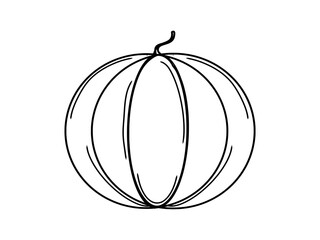 Watermelon, freehand drawing, with a black stroke, on a transparent background, for children's coloring, for print and design