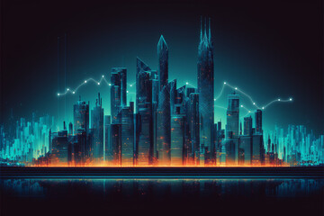 Futuristic abstract city a hub of technology and progress. Metaverse cyber concept idea. Innovation and advancement. Ai generated