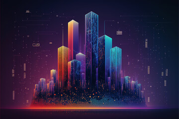 Futuristic abstract city a hub of technology and progress. Metaverse cyber concept idea. Innovation and advancement. Ai generated