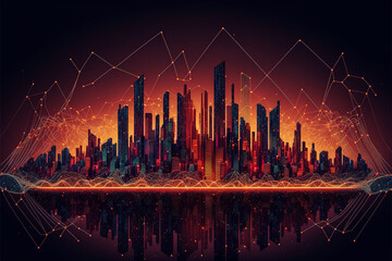 Futuristic abstract city a hub of technology and progress. Metaverse cyber concept idea. Innovation and advancement. Ai generated