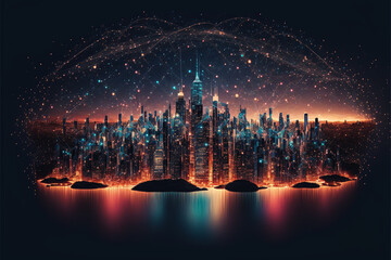 Futuristic abstract city a hub of technology and progress. Metaverse cyber concept idea. Innovation and advancement. Ai generated