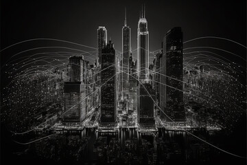 Futuristic abstract city a hub of technology and progress. Metaverse cyber concept idea. Innovation and advancement. Ai generated