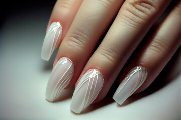 Nahaufnahme einer weibliche Hand mit perfekten Nageldesign - Generative Ai 