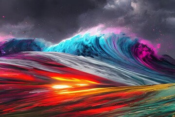 Colorful ocean waves