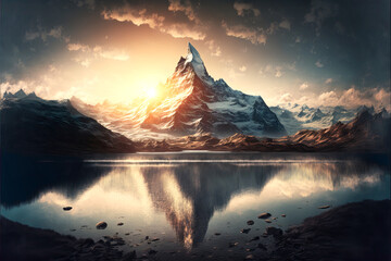 Sonnenaufgang am Matterhorn, ki generated