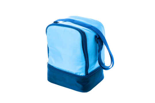 Blue bag. Camping freezer, cooler box for cold lunch food isolat