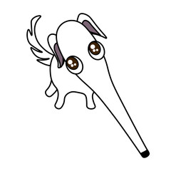 White borzoi dog meme. Super stylized cartoon illustration of the borzoi dog with a long snout. Vector isolated on transparent background.