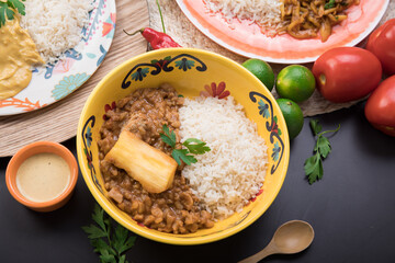 Peru traditional comfort food buffet table