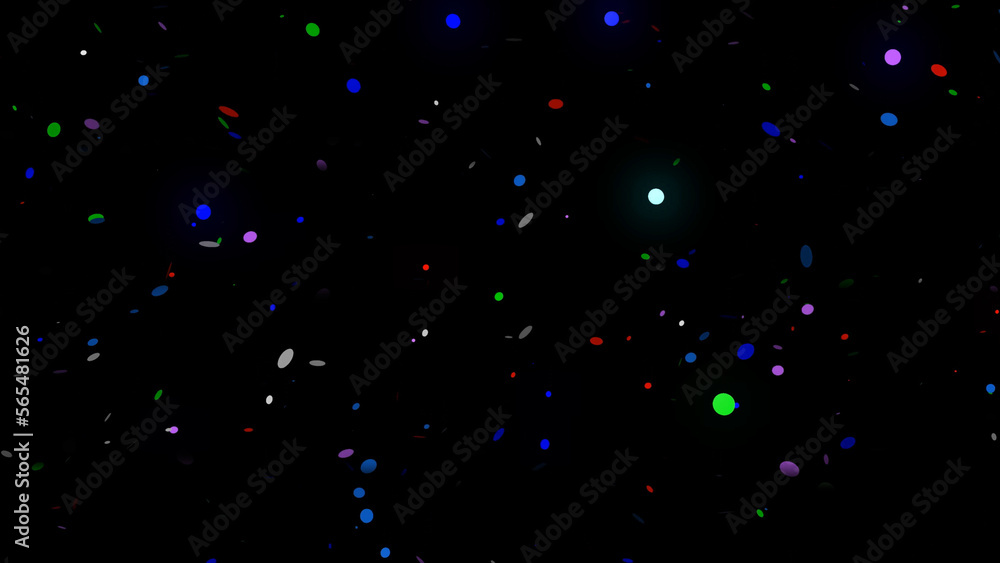 Poster 3d rendering of bright festive multi-colored confetti that will be useful for any material