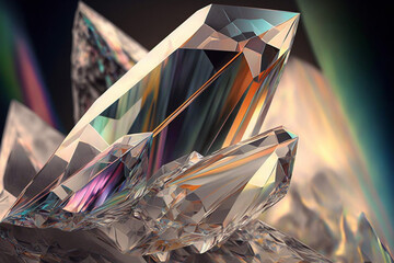 Crystals, glass, prism, shards, fractal, diamonds, AI generated