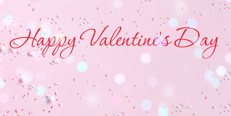 Fototapeta na wymiar Valentine. Valentine background on a pink background. Inscription happy valentine's day.