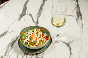 Chicken mixed salad with dressing