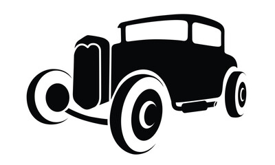 Car Silhouette - Hot Rod - Vector for logo, icons, illustration, coloring book … – Auto garage dealership brand identity design elements.