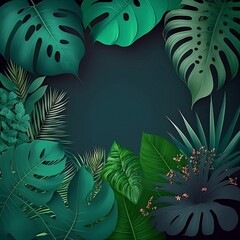 Illustration de fleurs sur fond vert Generative AI	