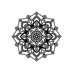 Mandala Flowers. Vintage decorative element. Oriental pattern, vector illustration. Islamic, Arabic, Indian, Moroccan, Spanish, Turkish, Pakistani, Chinese, mystic, ottoman motifs. Coloring book