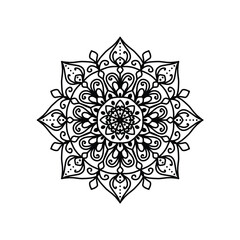 Mandala Flowers. Vintage decorative element. Oriental pattern, vector illustration. Islamic, Arabic, Indian, Moroccan, Spanish, Turkish, Pakistani, Chinese, mystic, ottoman motifs. Coloring book