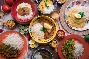 Peru traditional comfort food buffet table