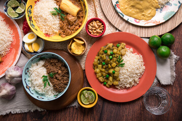 Peru traditional comfort food buffet table