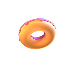A doughnut with shiny pink frosting and colorful sprinkles. Bottom view. PNG