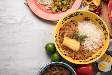 Peru traditional comfort food buffet table