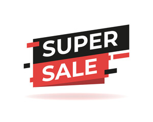 Super Sale label. Vector illustration. Isolated on white