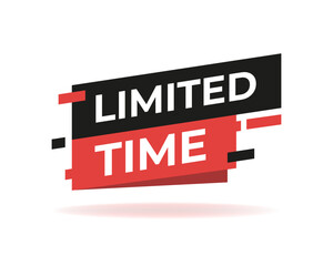 Limited time flat, red vector ribbon icon, promotion symbol