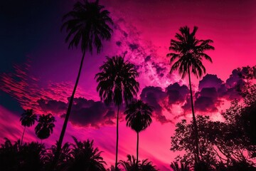 Fototapeta na wymiar Tropical Sunset Sky, Generative AI