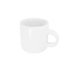 White mug for tea or coffee on a transparent background. Side view.