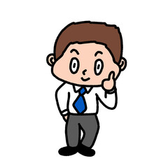 self confident businessman with a smile, character design, cute cartoon isolated , graphic design for presentation, marketing, art, illustration, t-shirt design, cartoon, comic, advertising