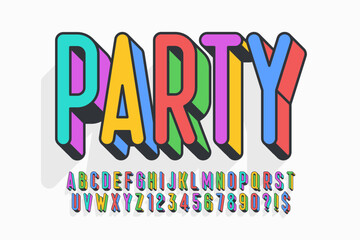 Condensed colorful alphabet design, retro style, trendy characters set.