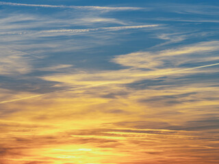 Naklejka na ściany i meble Dramatic sunset sky, View dusk relaxation