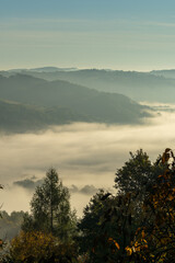 Flowing cloud, fog in the mountains