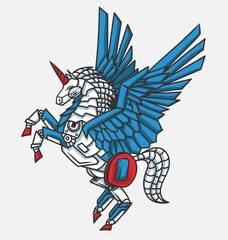 Armored Unicorn in mecha style