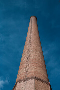 A large smoke chimney in the small town of Salida, Colorado.
