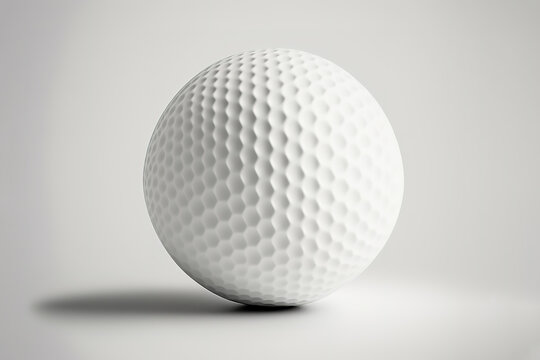 White golf ball image over white gradient background. Minimal Generative AI Illustration