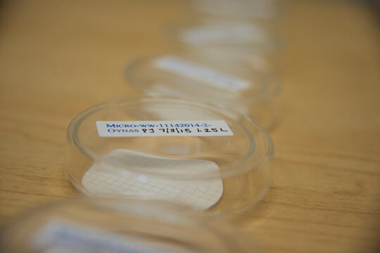 Filter Paper Inside Sample Jar Containing Particles Of Micro Plastics From Water Samples