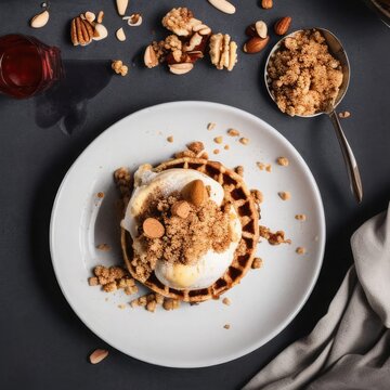 Generative AI image of ice cream waffle