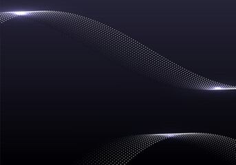Abstract wave lines elements with glowing light on dark background luxury style.