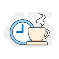 coffee time, break concept illustration line icon, isolated stock vector eps10