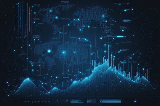 Business data analysis and analytics of customers insights with charts abstract blue background Vector illustration, generative ai