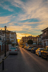 Fototapeta premium View of narrow streets of Ronda at sunset, southern Andalusia, Spain