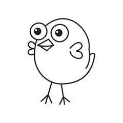 Cartoon chick. Cute baby farm birds line art. Hand drawn funny domestic animals. Vector isolated.