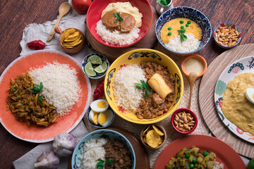 Peru traditional comfort food buffet table