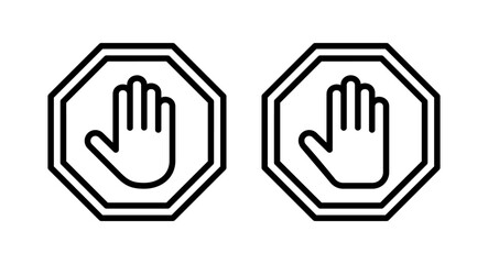 Stop icon vector illustration. stop road sign. hand stop sign and symbol. Do not enter stop red sign with hand