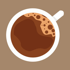 Coffee cup top view vector. Cup of coffee top view vector illustration