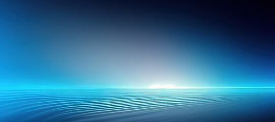 glowing blue sea water on blue gradation background with Generative AI Technology