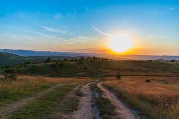 sunset in the mountains