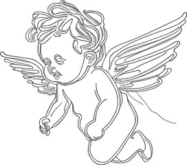 Cherub Line Art Valentines Day