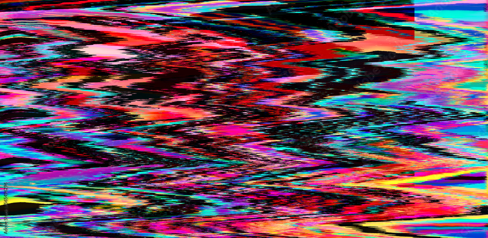 Poster Severe Static Noise like in old VHS video tape. Abstract background with flickers and random pixel pattern.