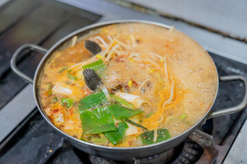 Spicy fish soup in a Korean restaurant restaurant